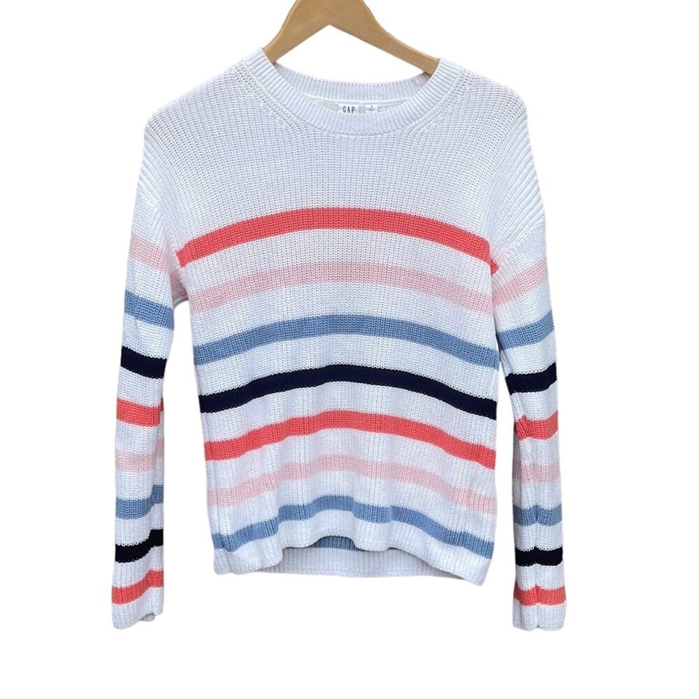 Gap white multicolor striped sweater size small